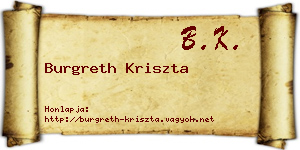 Burgreth Kriszta névjegykártya
